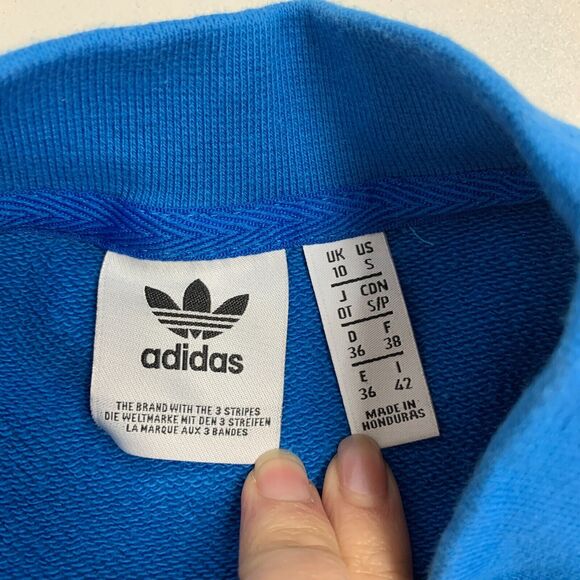 Adidas Sweatshirt Womens S Small Blazblue Pullover Trefoil Crewneck Long Sleeve - Picture 8 of 14